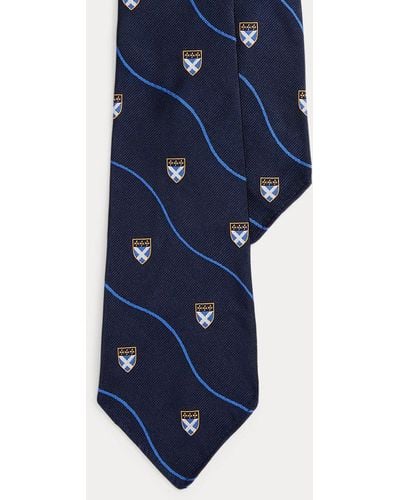 Polo Ralph Lauren Cravate club vintage en reps de soie - Bleu