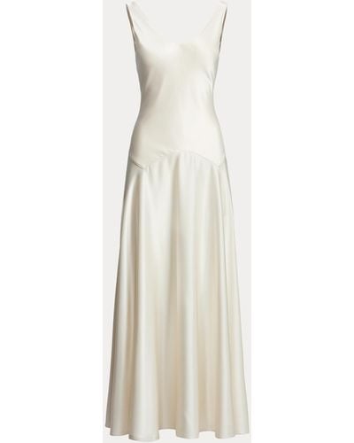 Polo Ralph Lauren Sleeveless V-neck Satin Gown - Natural