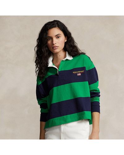 Polo Ralph Lauren Gestreept Cropped Rugbyshirt - Groen