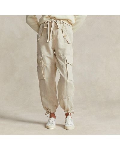 Polo Ralph Lauren Pantaloni cargo in tela di lino e cotone - Neutro