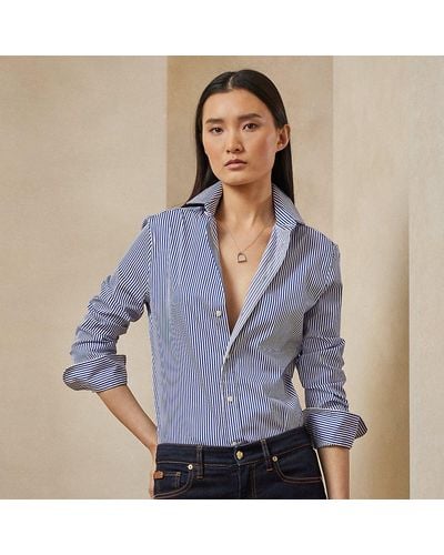 Ralph Lauren Collection Camicia Charmain a righe Slim-Fit - Blu