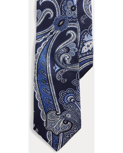 Ralph Lauren Purple Label Paisley Silk Twill Tie - Blue