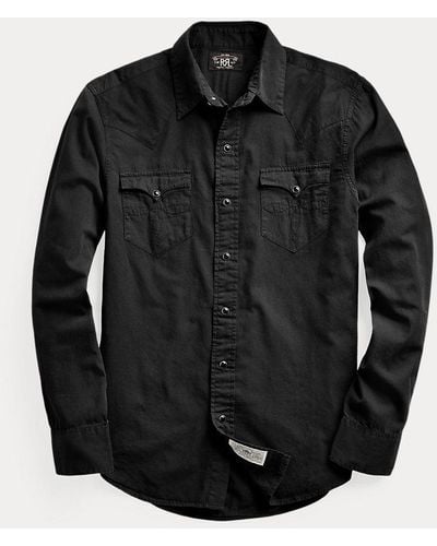 RRL Slim Fit Twill Western Shirt - Black