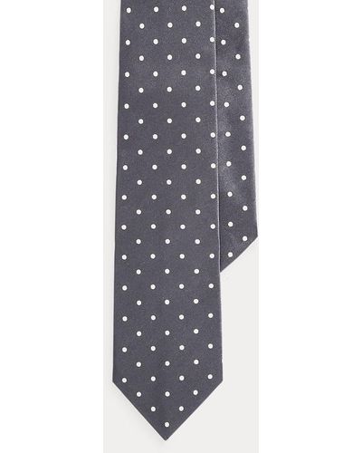 Ralph Lauren Purple Label Seidensatin-Krawatte mit Punkten - Grau