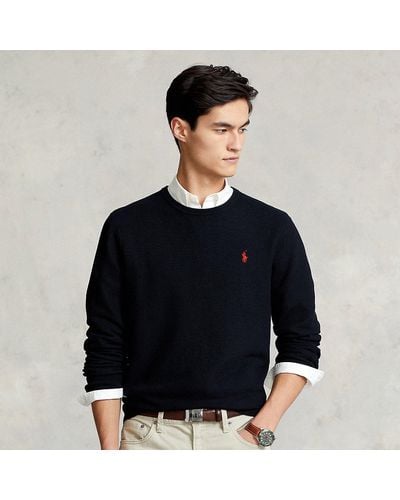 Ralph Lauren Mesh-knit Cotton Crewneck Sweater - Black