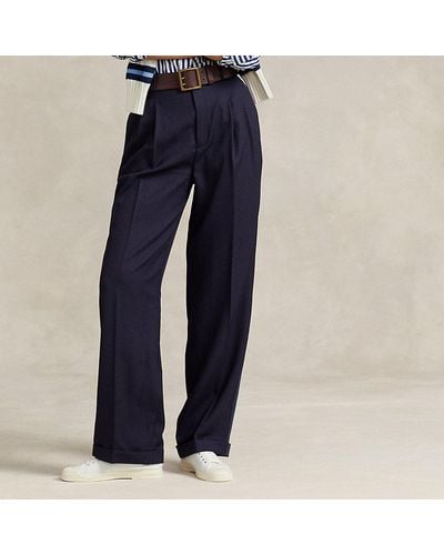 Ralph Lauren Wool Wide-leg Tuxedo Pant - Blue