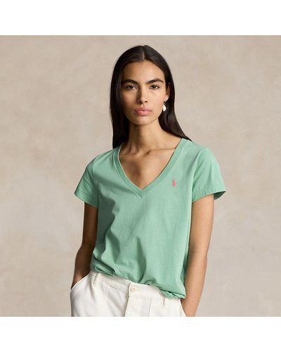 Polo Ralph Lauren Baumwolljersey-T-Shirt mit V-Ausschnitt - Grün