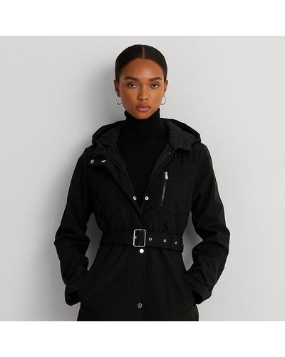 Lauren by Ralph Lauren Belted Quilted Hooded Jacket - Black