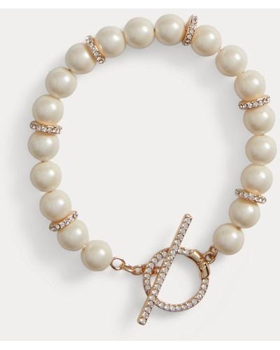 Lauren by Ralph Lauren Bracelet flexible avec perles fantaisie - Métallisé