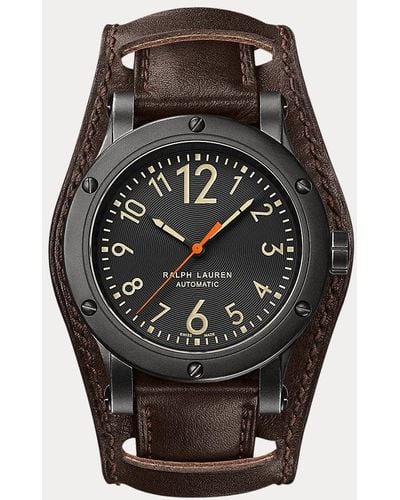Ralph Lauren 42 Mm Aged Steel Watch - Black