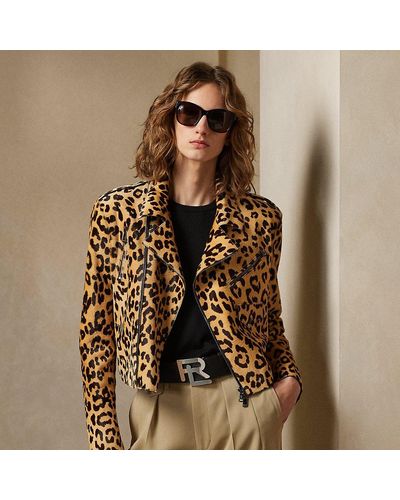 Ralph Lauren Collection Chaqueta Bevelyn de becerro estampada - Marrón