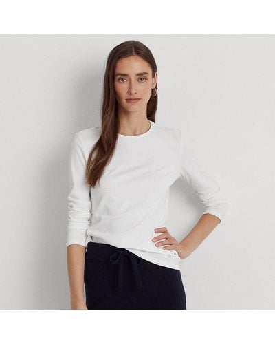 Lauren by Ralph Lauren Ralph Lauren Cotton-blend Long-sleeve Top - White
