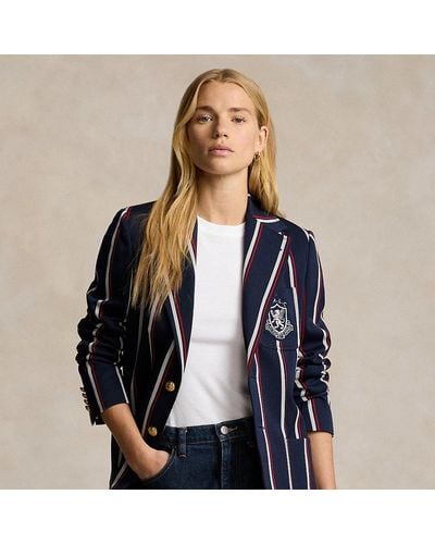 Polo Ralph Lauren Crest-patch Striped Blazer - Blue