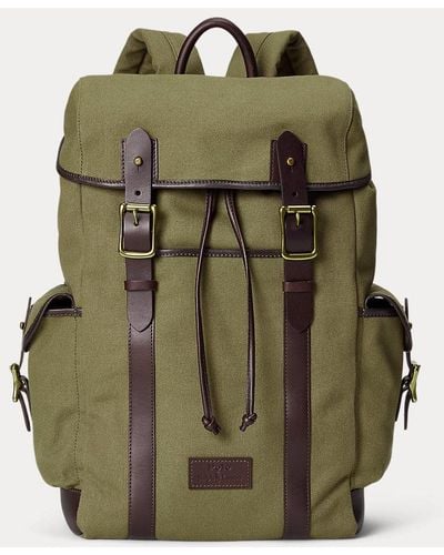 Polo Ralph Lauren Leather-trim Canvas Backpack - Green
