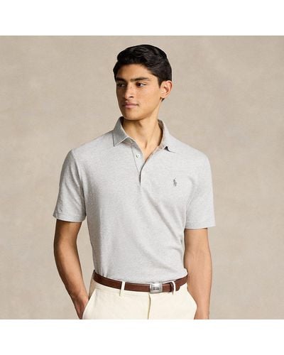 Polo Ralph Lauren Classic-Fit Piqué-Poloshirt mit Leinen - Grau
