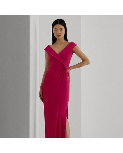 Lauren by Ralph Lauren Jersey Off-the-shoulder Gown - Red