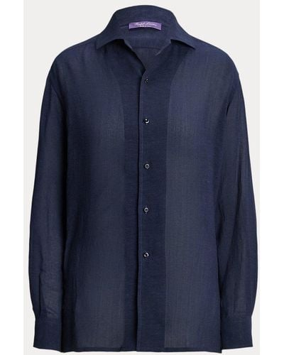Ralph Lauren Collection Camisa Capri de gasa de lino Relaxed Fit - Azul