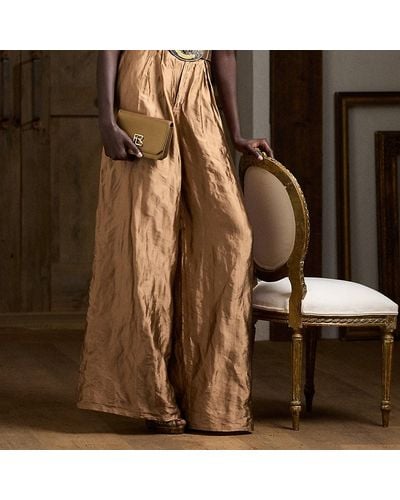 Ralph Lauren Collection Greer Metallic Organza Pleated Trouser - Brown