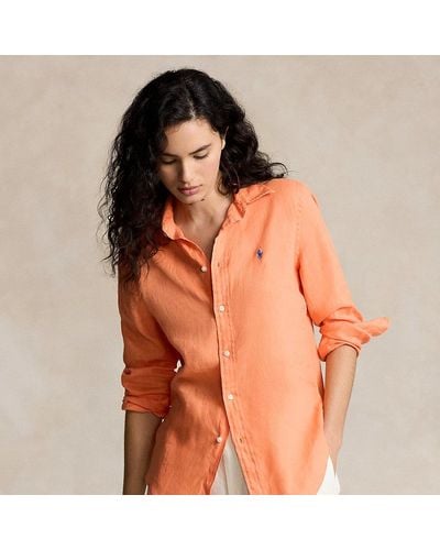 Ralph Lauren Relaxed Fit Linen Shirt - Orange