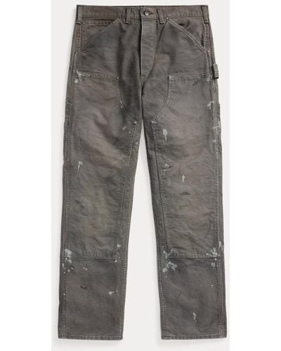 RRL Engineer Fit Distressed Canvas Trouser - Grey