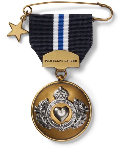 Polo Ralph Lauren Heart Crest-embossed-medal Pin - Blue