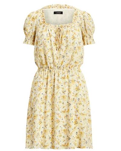 Lauren by Ralph Lauren Floral Georgette Puff-sleeve Dress - Metallic