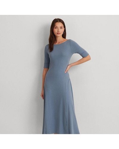 Lauren by Ralph Lauren Lauren - Tallas Pequeña - Vestido midi de algodón elástico - Azul