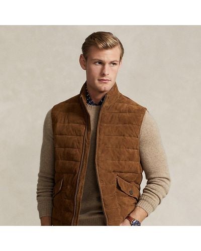 Polo Ralph Lauren Quilted Suede Gilet - Brown