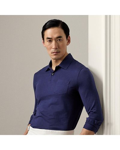 Ralph Lauren Purple Label Ralph Lauren Lisle Pocket Long-sleeve Polo Shirt - Blue