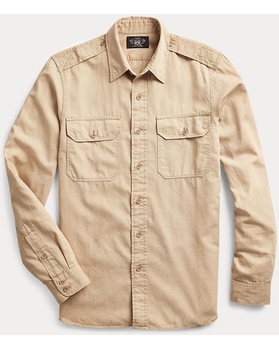 RRL Slim Fit Garment-dyed Twill Shirt - Natural