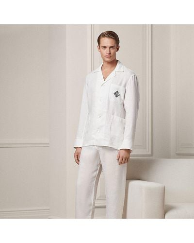 Ralph Lauren Purple Label Ralph Lauren Monogram Linen Pajama Set - White