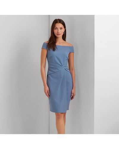 Lauren by Ralph Lauren Ralph Lauren Crepe Off-the-shoulder Cocktail Dress - Blue