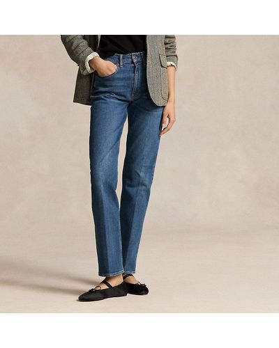 Polo Ralph Lauren Rechte Jeans Met Hoge Taille - Blauw