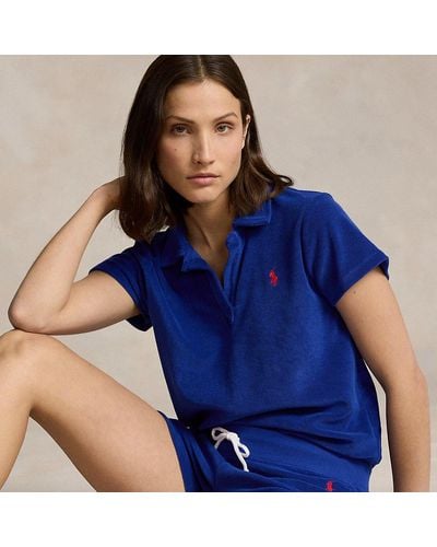 Polo Ralph Lauren Shrunken-Fit Poloshirt aus Frottee - Blau