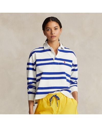 Polo Ralph Lauren Kurzes Jersey-Rugbyhemd mit Streifen - Blau