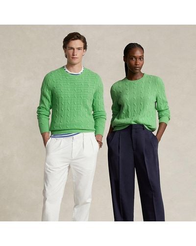 Polo Ralph Lauren L'iconica maglia in cashmere a trecce - Verde