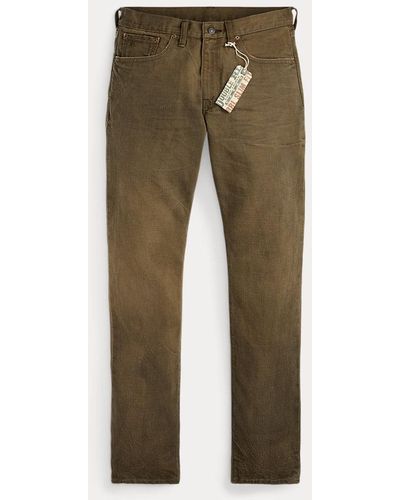 RRL Slim Fit Distressed Brown Jean - Green