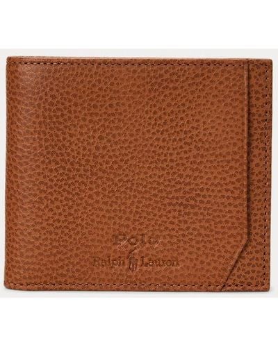 Polo Ralph Lauren Pebbled Leather Billfold Wallet - Brown