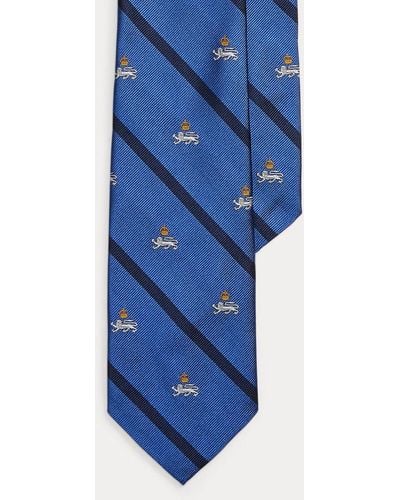 Polo Ralph Lauren Cravate club rayée en reps de soie - Bleu