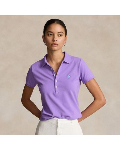 Polo Ralph Lauren Slim Fit Polo-shirt Met Stretch - Paars