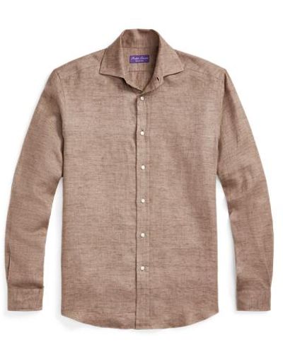 Ralph Lauren Purple Label Brushed Linen Twill Shirt - Brown