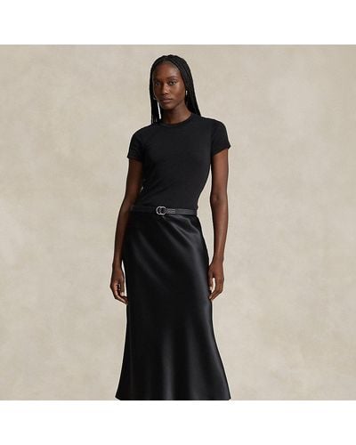 Polo Ralph Lauren Silk Charmeuse Skirt - Black
