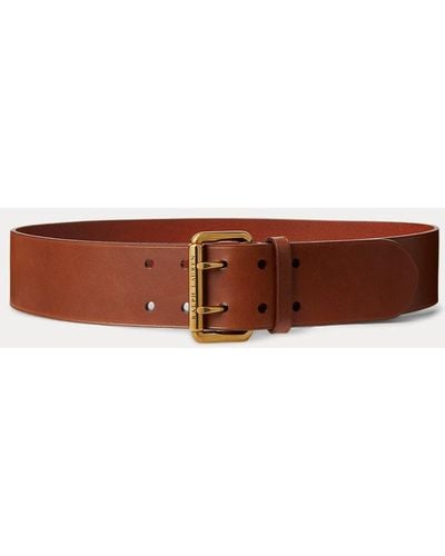 Ralph Lauren Collection Cinturón de piel con hebilla doble - Marrón