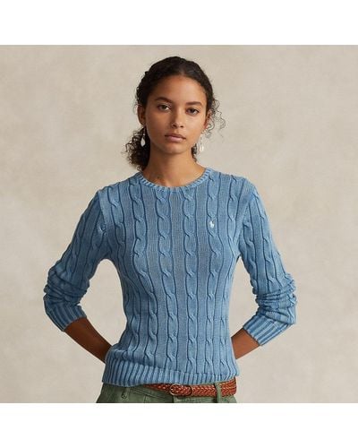 Polo Ralph Lauren Tonal-motif Cable Cotton Sweater - Blue