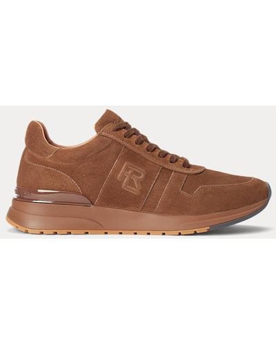 Ralph Lauren Purple Label Sneaker Ethan in vitello scamosciato - Marrone