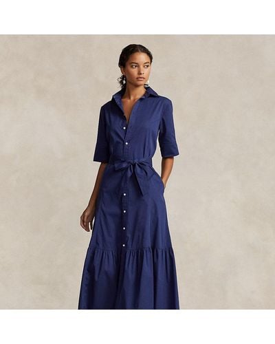 Polo Ralph Lauren Gestuftes Hemdkleid aus Baumwolle - Blau