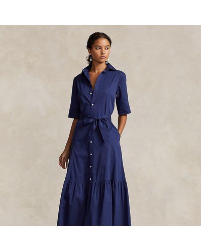 Ralph Lauren Tiered Cotton Shirtdress - Blue