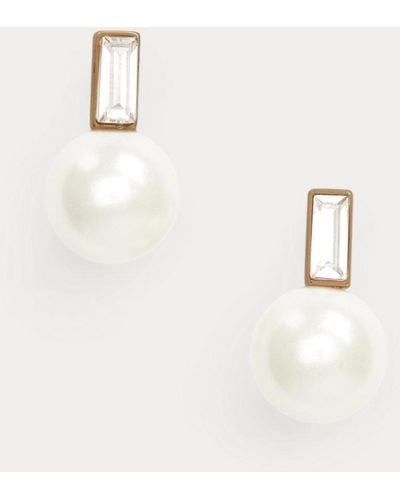 Lauren by Ralph Lauren Gold-tone Crystal & Faux-pearl Studs - White