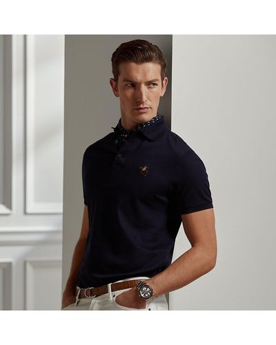 Ralph Lauren Purple Label Custom Slim Fit Piqué Polo Shirt - Black