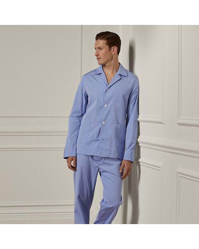 Ralph Lauren Purple Label Ralph Lauren Cotton End-on-end Pajama Set - Blue